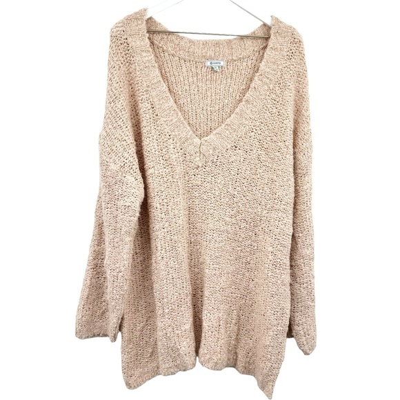 Susina Chunky Knit Boucle V Neck Sweater Rose Pink Size 3X - Picture 3 of 6
